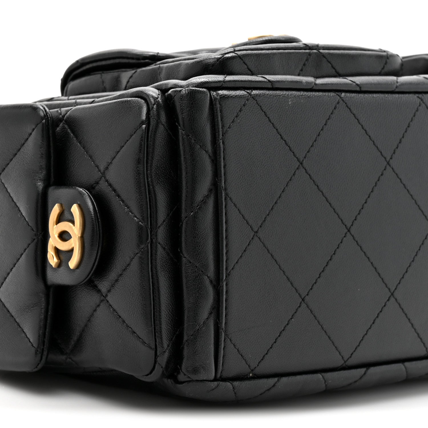 Chanel Shiny Lambskin Quilted Trendy Pockets Hobo Black Black 10 of 10