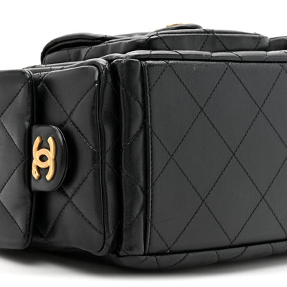 Chanel Shiny Lambskin Quilted Trendy Pockets Hobo Black Black 10 of 10