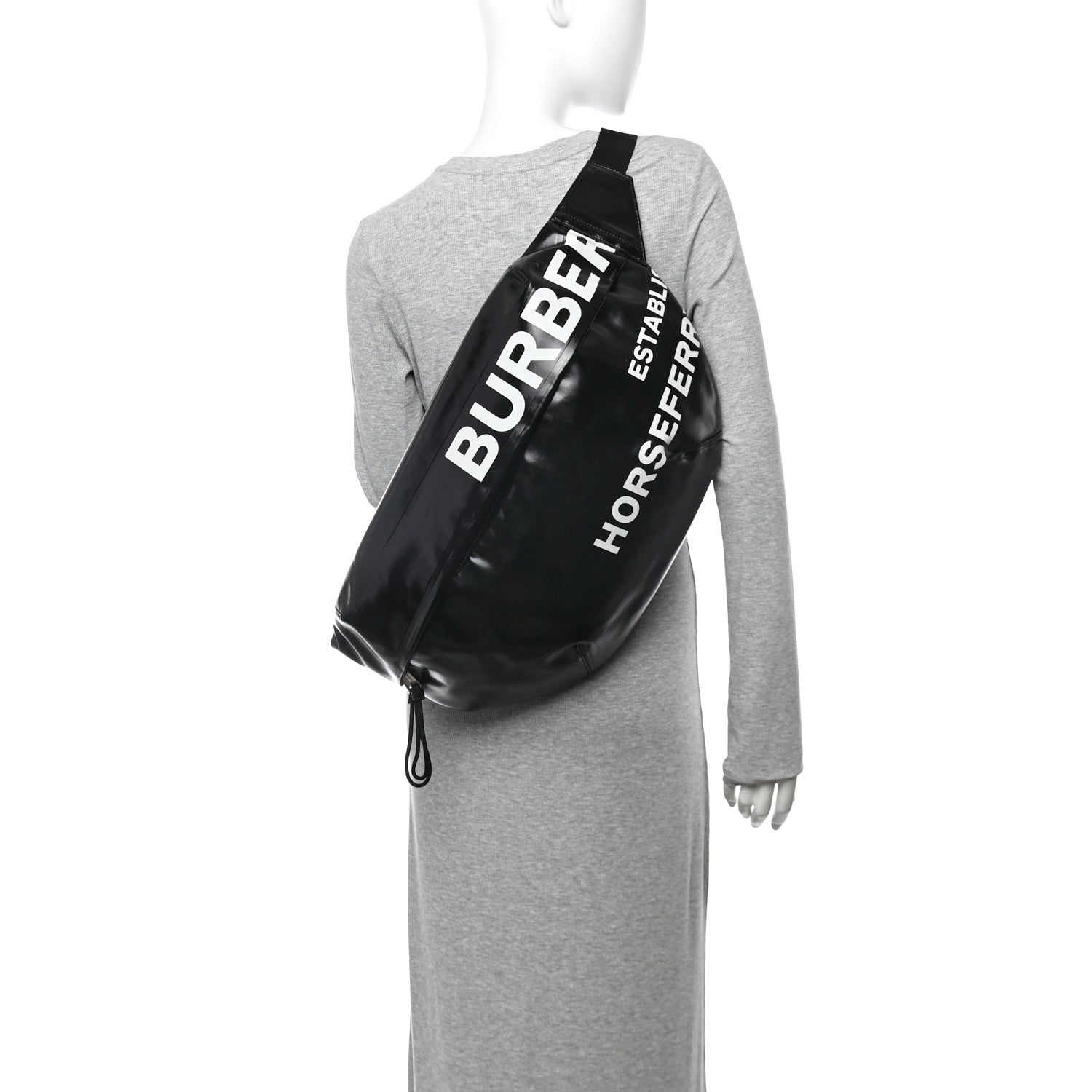 Burberry Coated Canvas Horseferry Print Extra Large Bum Bag Black 2 of 10