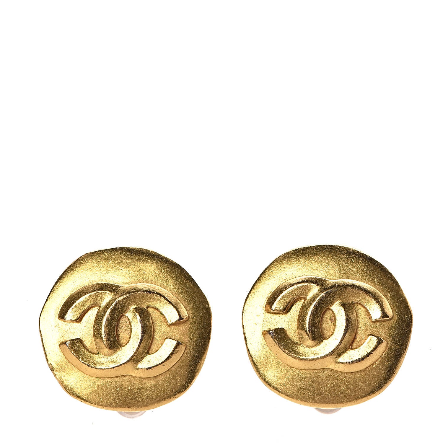 Chanel CC Button Clip On Earrings Gold 1 of 4