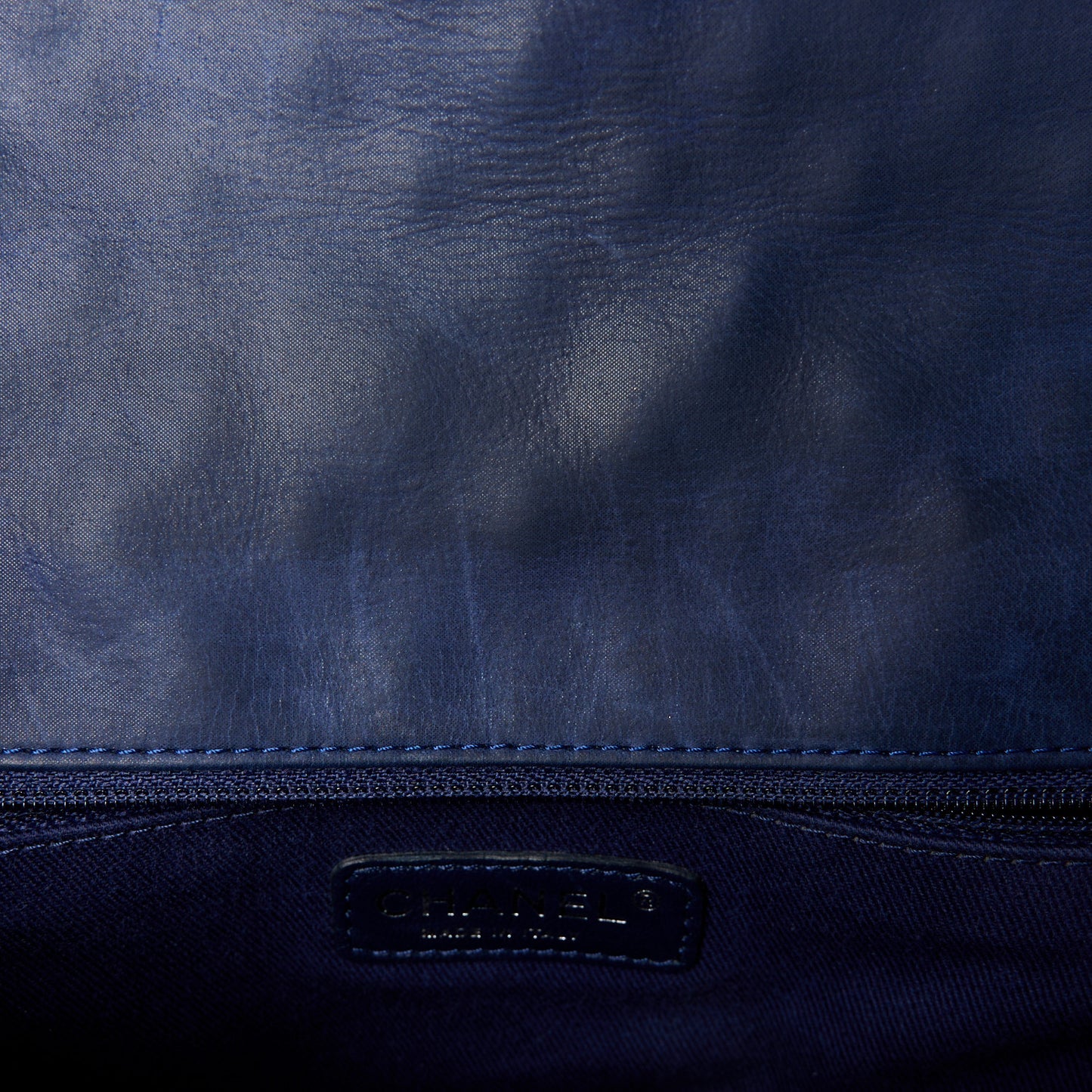Iridescent Calfskin Quilted Large New Bubble Flap Navy