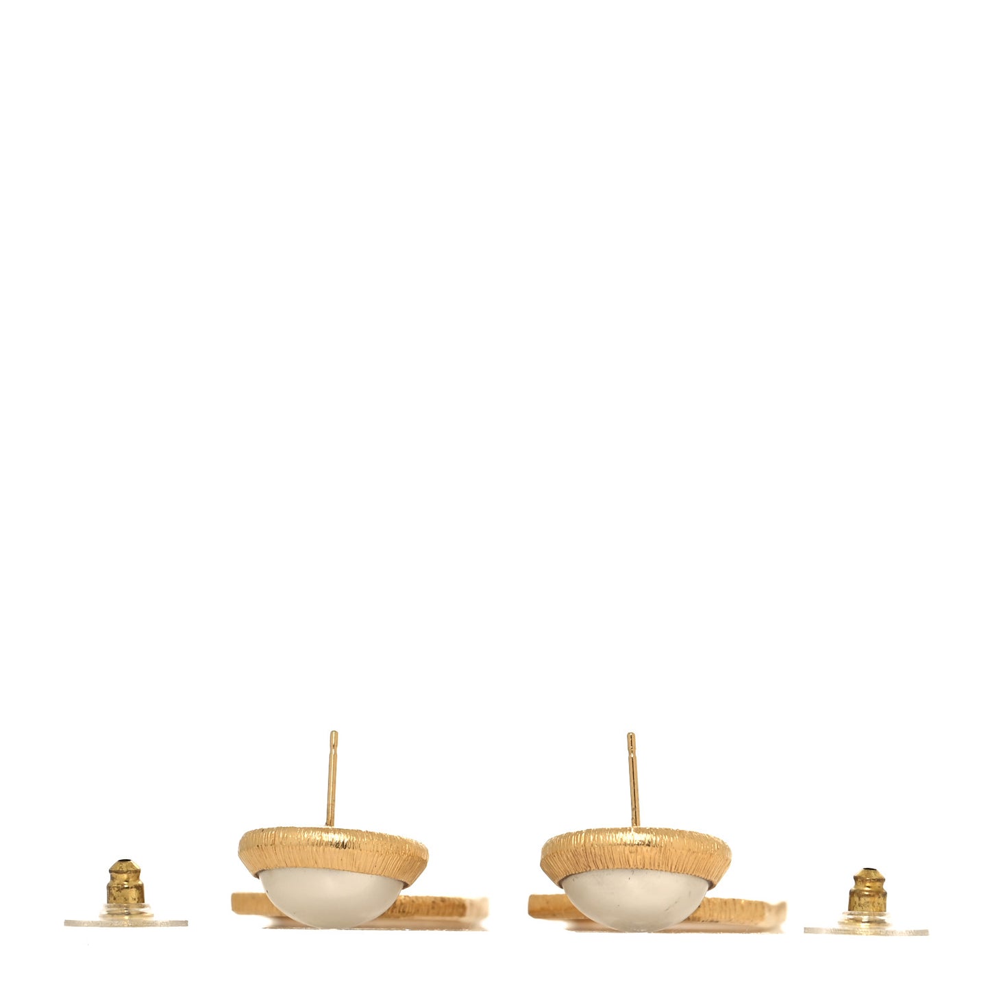 Pearl CC Tags Drop Earrings Gold