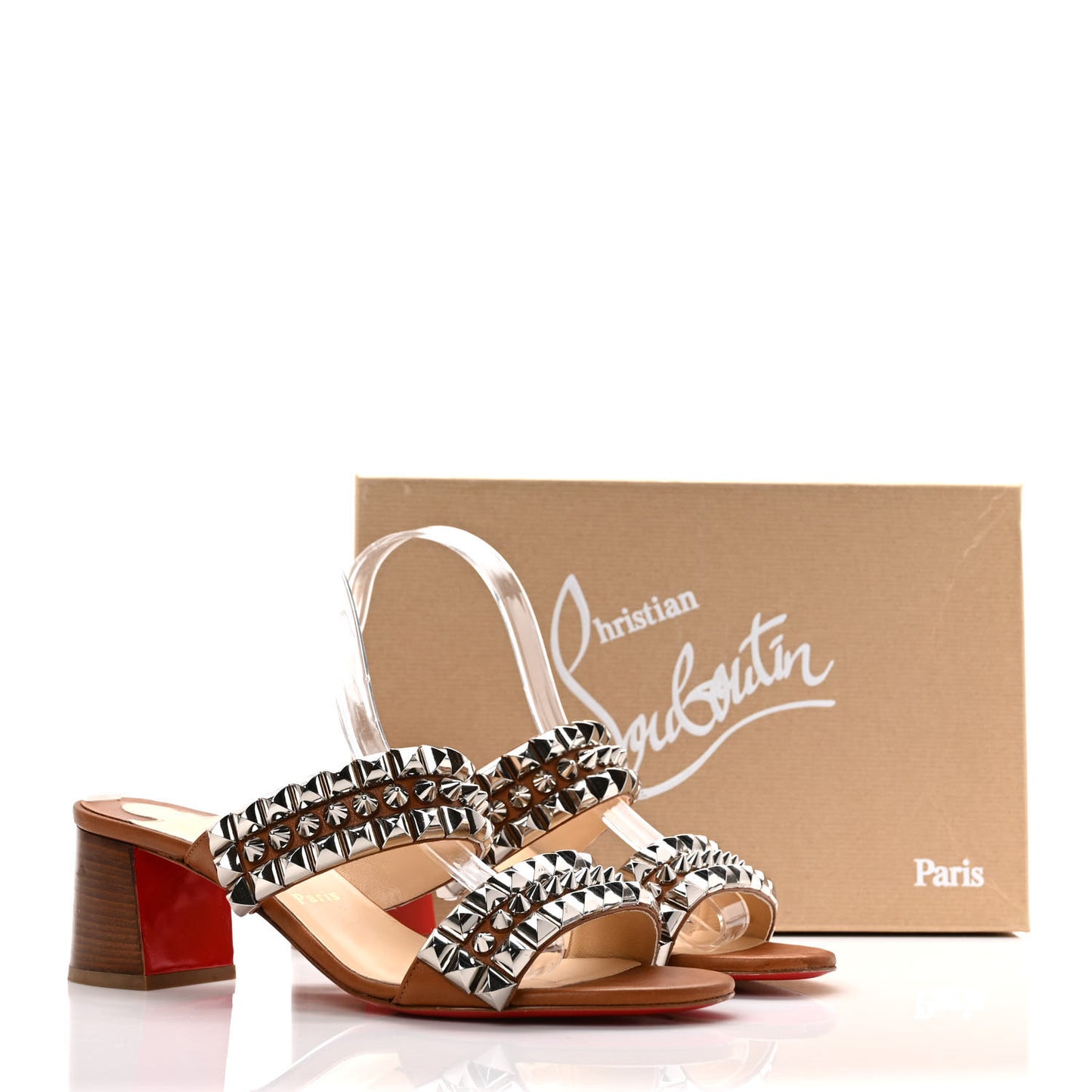 Calfskin Studded Tina Goes Mad 55 Slide Sandals 40 Cuoio
