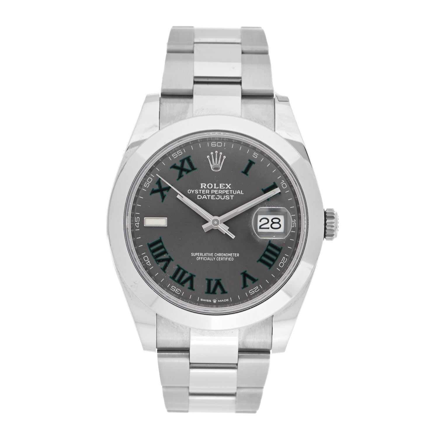 Rolex Stainless Steel 41mm Oyster Perpetual Wimbledon Datejust Watch Slate 126300 1 of 5