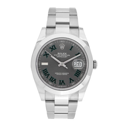 Rolex Stainless Steel 41mm Oyster Perpetual Wimbledon Datejust Watch Slate 126300 1 of 5