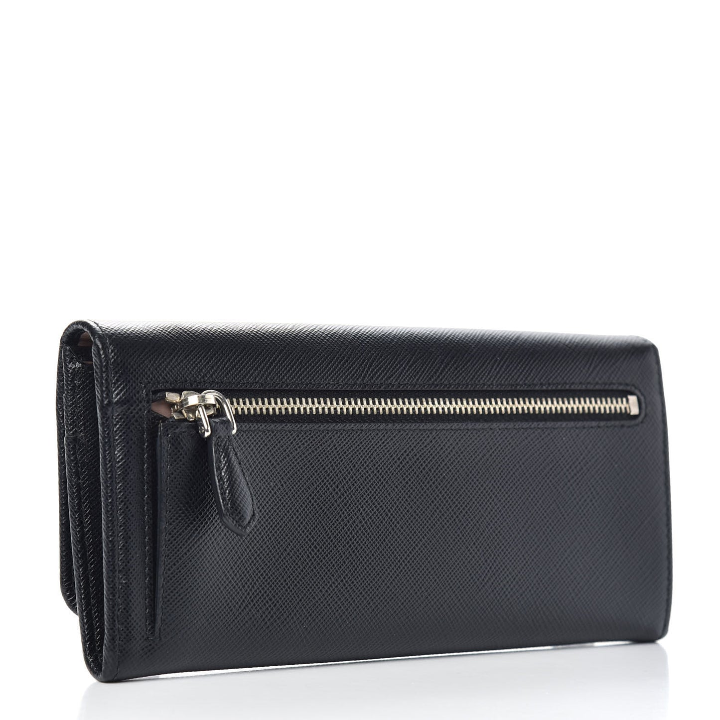 Saffiano Metal Continental Flap Wallet Black