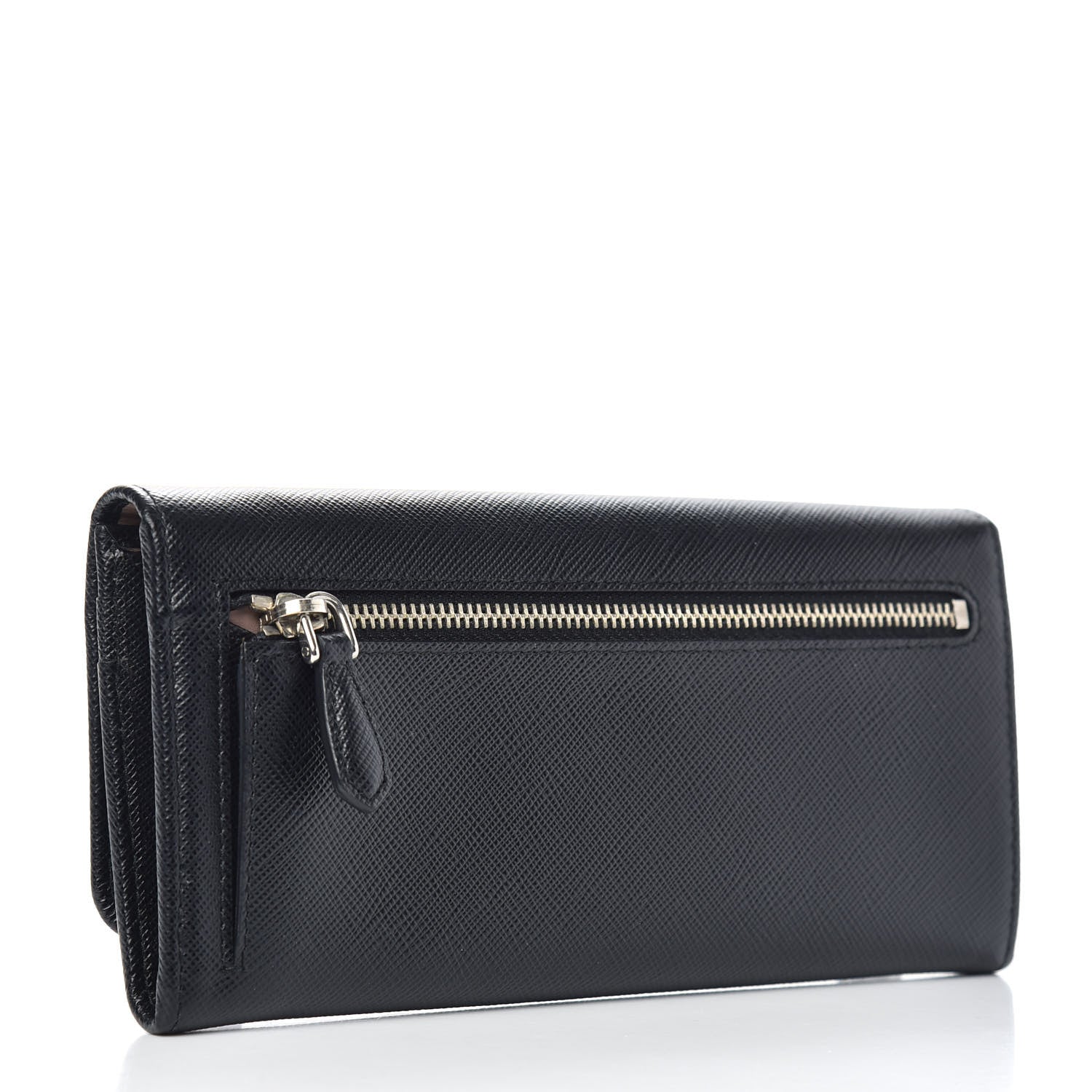 Prada Saffiano Metal Continental Flap Wallet Black 4 of 7