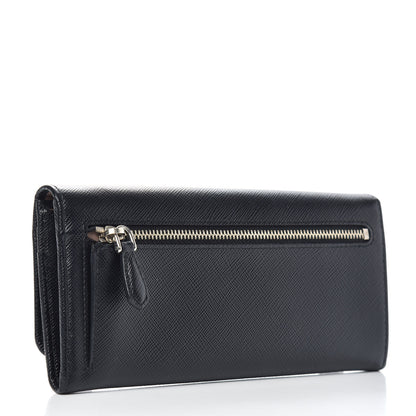 Prada Saffiano Metal Continental Flap Wallet Black 4 of 7