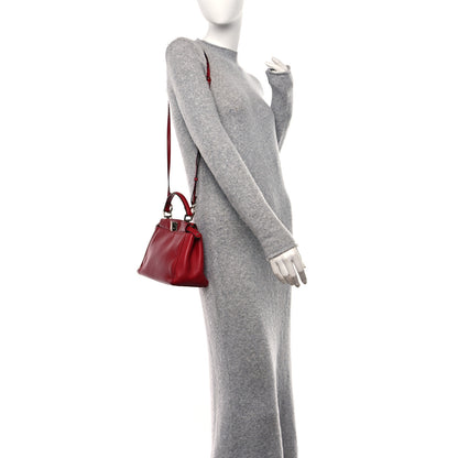 Fendi Nappa Elaphe Monster Eyes Mini Peekaboo Iconic Satchel Ruby Bois de Rose Natural 3 of 12