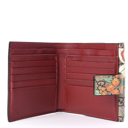 Gucci GG Supreme Monogram Tian French Flap Wallet Beige Multicolor Red 6 of 6