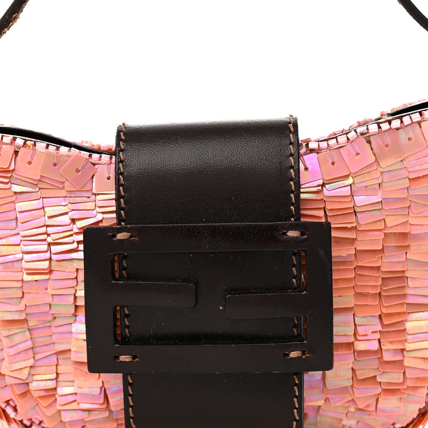 Sequin Paillettes Mini Half Moon Baguette Pink