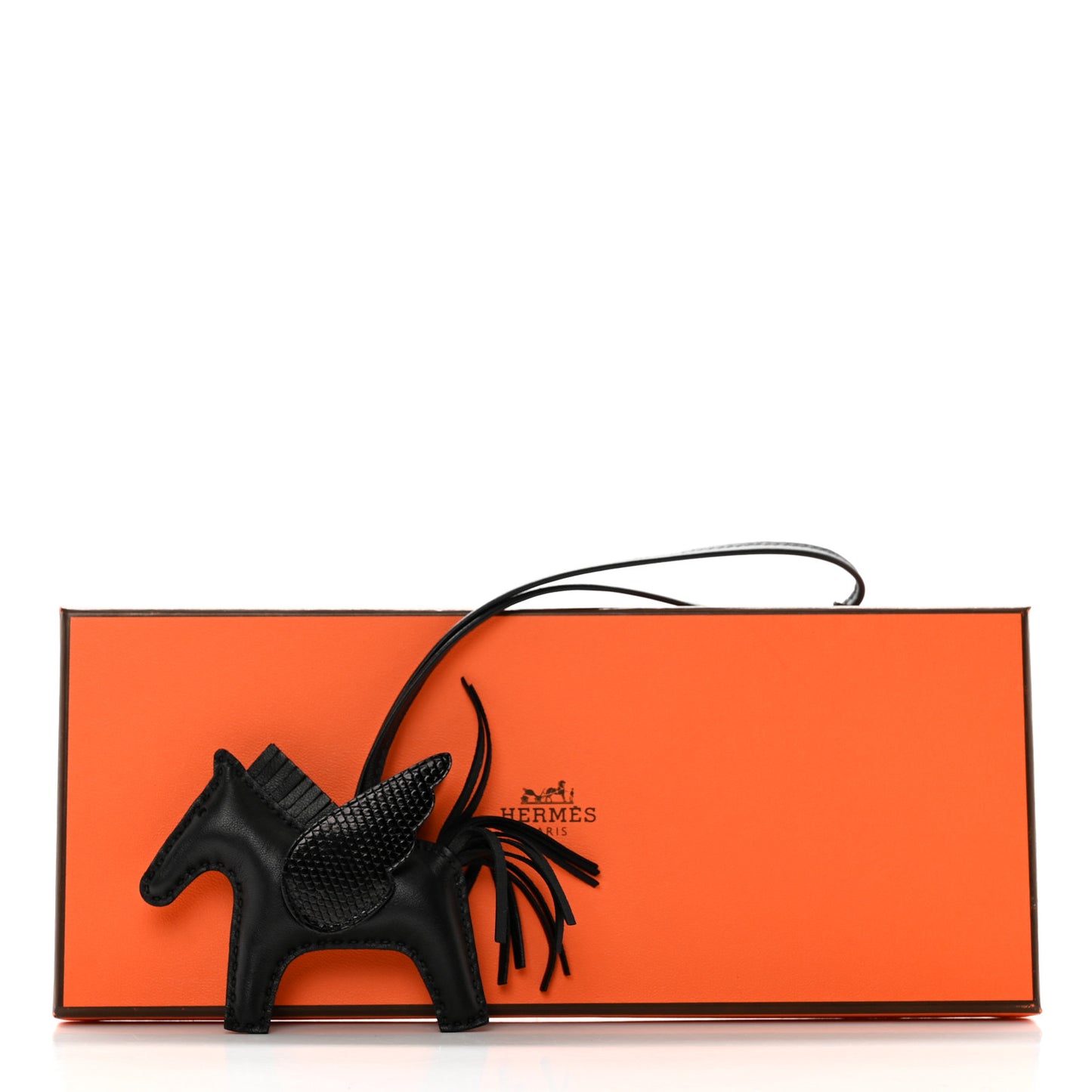 Milo Lambskin Lizard Touch Grigri Rodeo Pegase Horse Bag Charm PM So Black