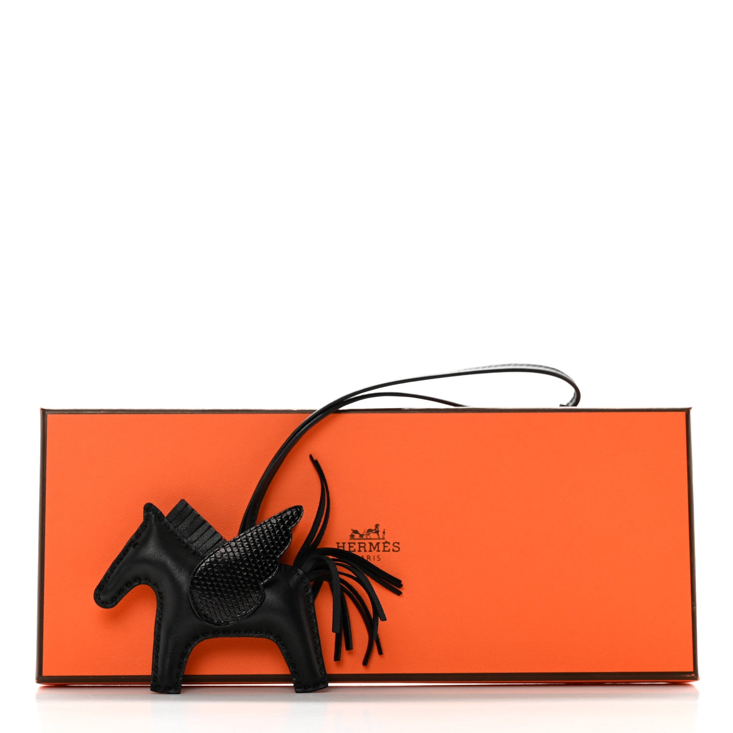 Hermes Milo Lambskin Lizard Touch Grigri Rodeo Pegase Horse Bag Charm PM So Black 6 of 6
