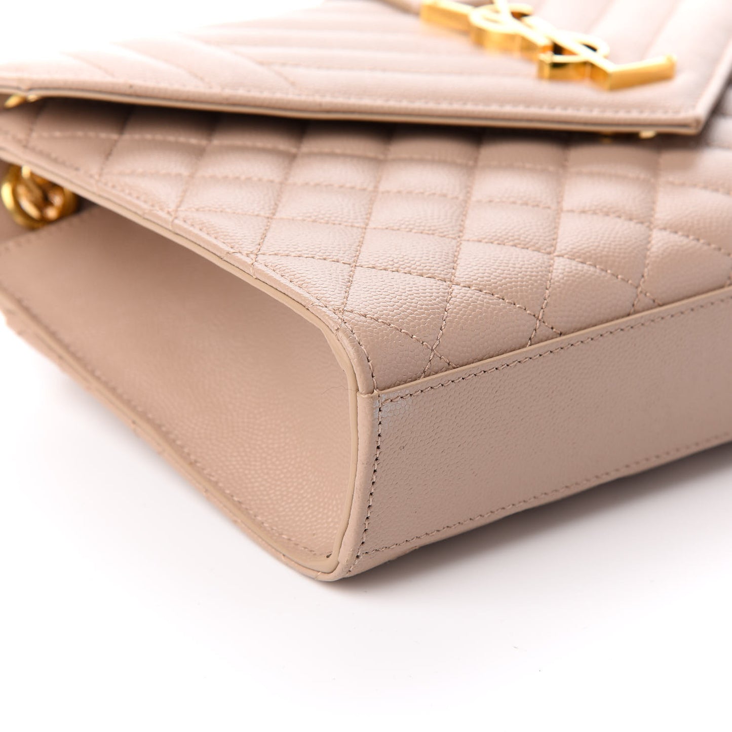 Grain De Poudre Textured Mixed Matelasse Medium Triquilt Monogram Satchel Dark Beige