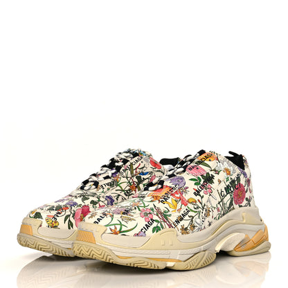 Balenciaga X GUCCI Fabric Allover Logo Flora Print Mens Triple S Sneakers 45 Multicolor White 3 of 8