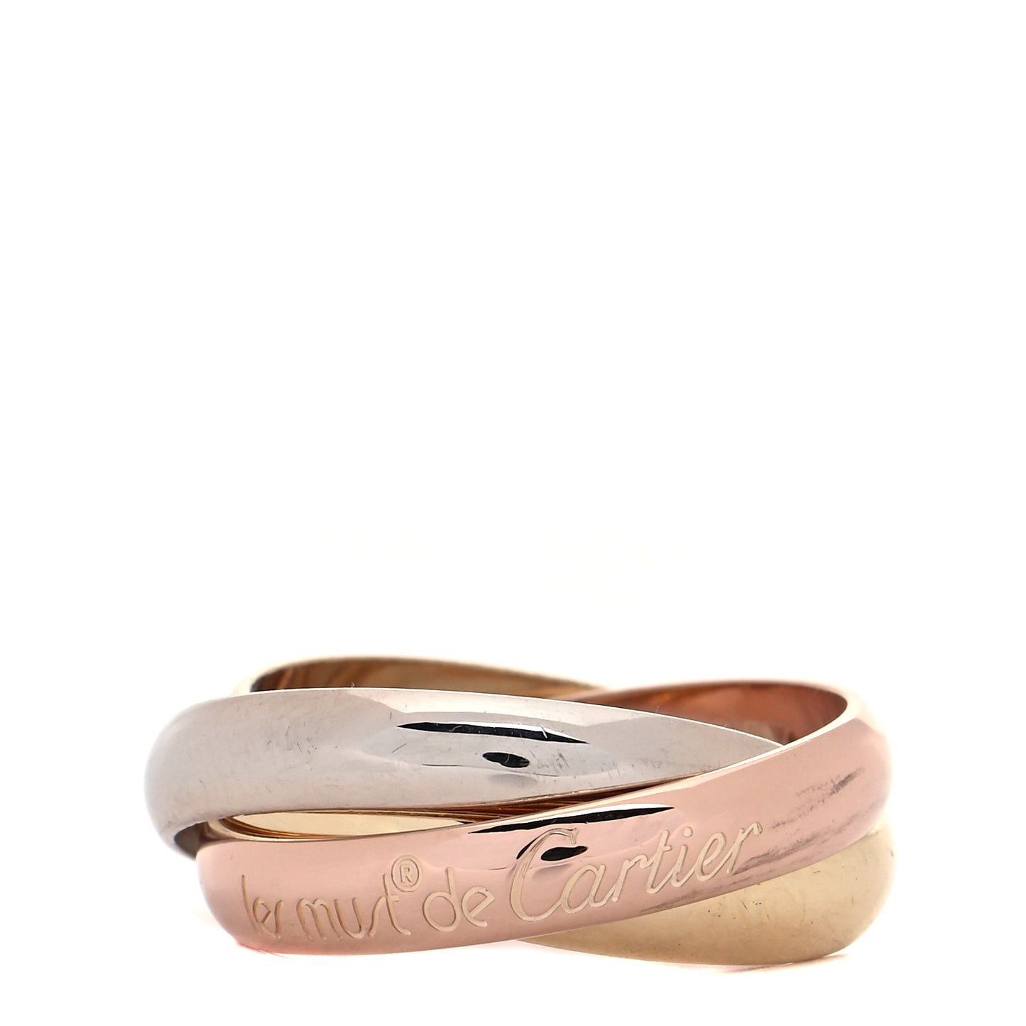 18K Pink Yellow White Gold Classic Les Must De Cartier Trinity Ring 51 5.75