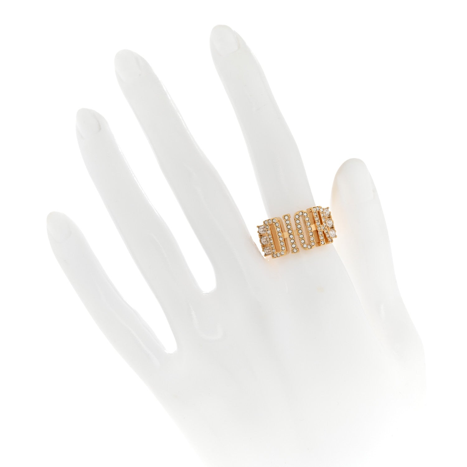 Christian Dior Metal Crystal DIO(R)EVOLUTION Ring 54/7 Gold 2 of 4