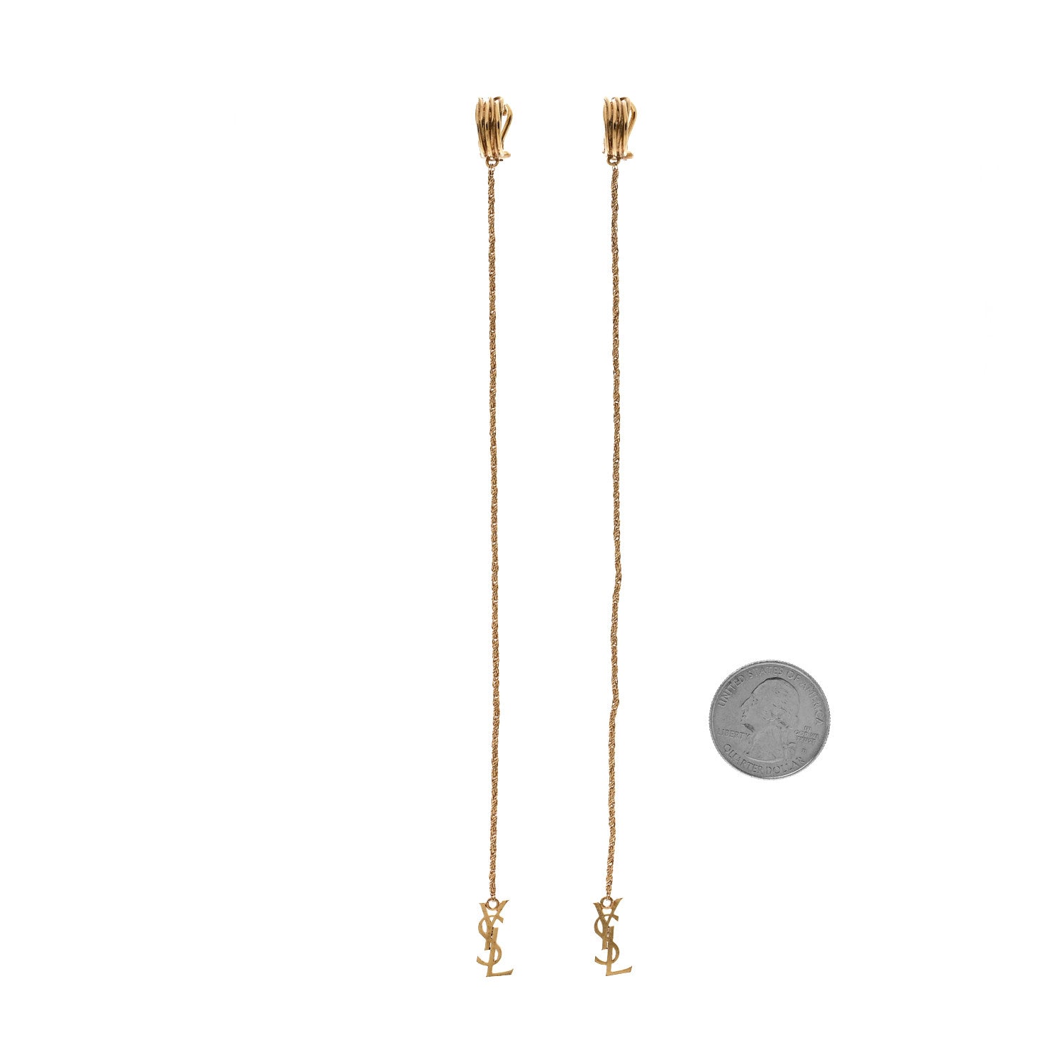 Saint Laurent Metal Opyum Clip On Drop Earrings Gold 2 of 5