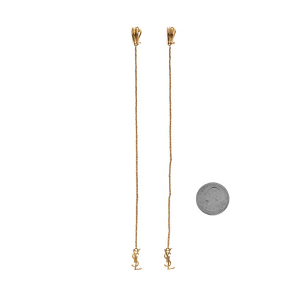 Saint Laurent Metal Opyum Clip On Drop Earrings Gold 2 of 5