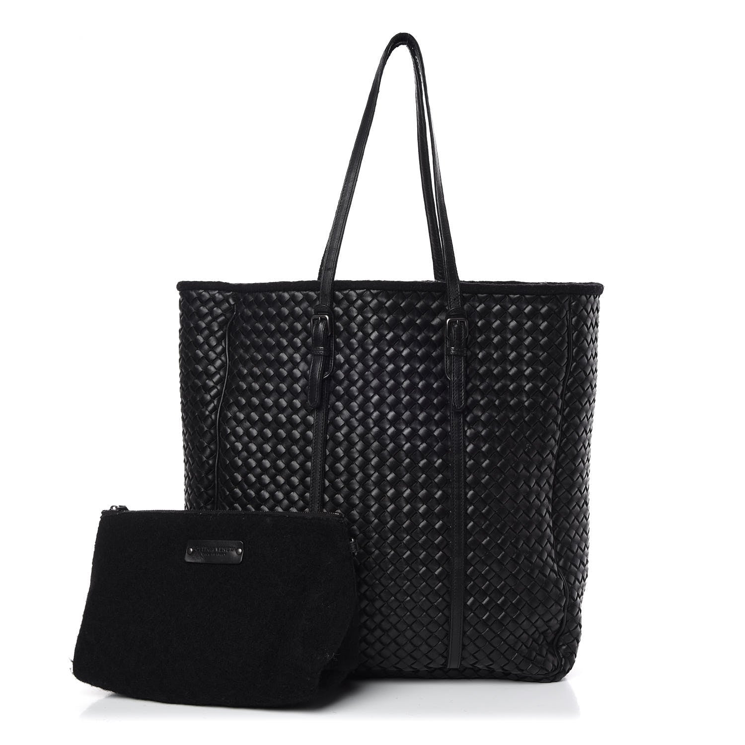 Bottega Veneta Wool Nappa Intrecciato Tote Black 1 of 13