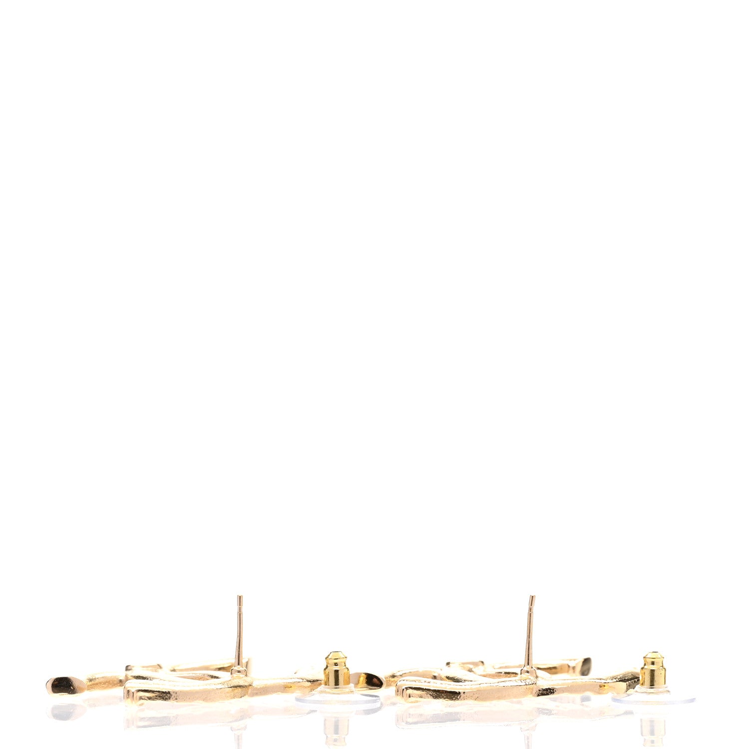 Chanel Metal Textured CC Earrings Gold 3 of 5