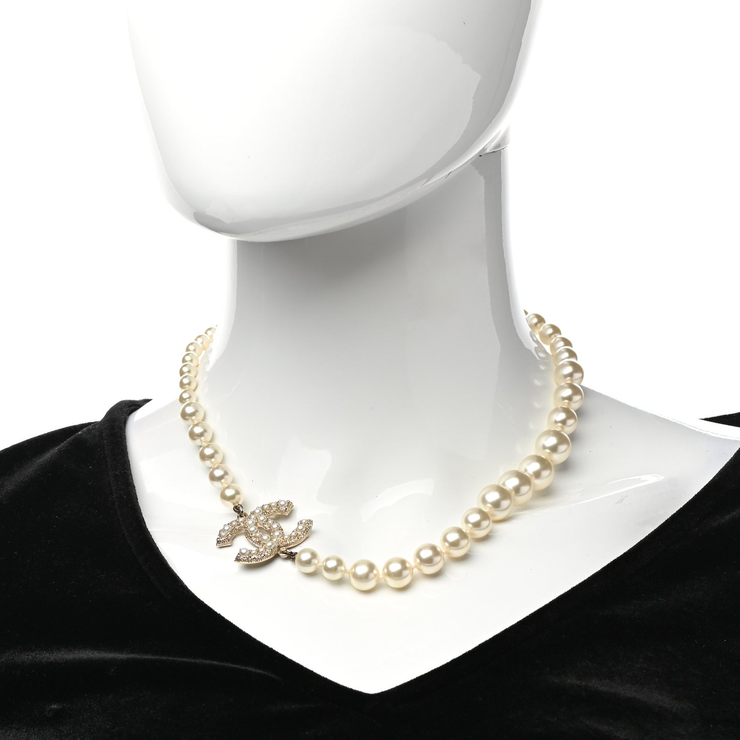 Pearl CC 100th Anniversary Necklace Light Gold