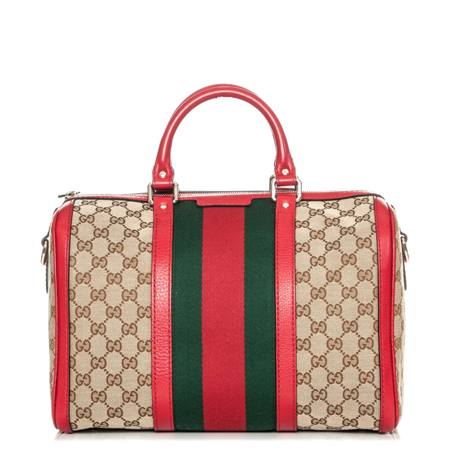 Monogram Vintage Web Medium Boston Hibiscus Red