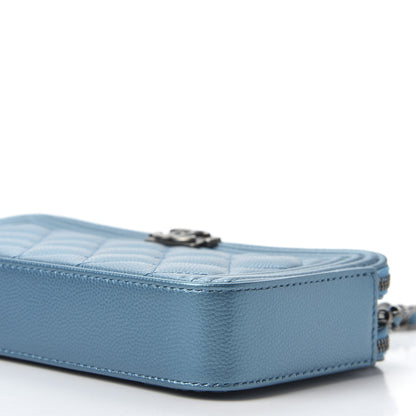 Chanel Metallic Caviar Quilted Small Boy Clutch With Chain Turquoise 6 of 10