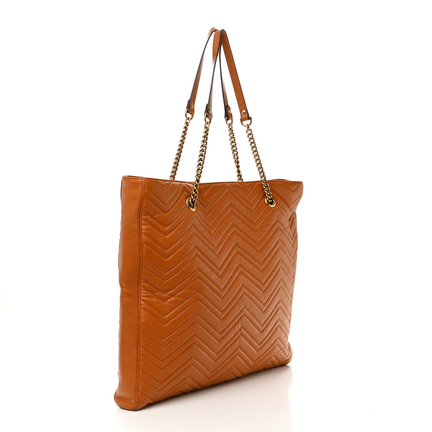 Gucci Azalea Calfskin Matelasse Large GG Marmont Slim Tote Cognac 3 of 13