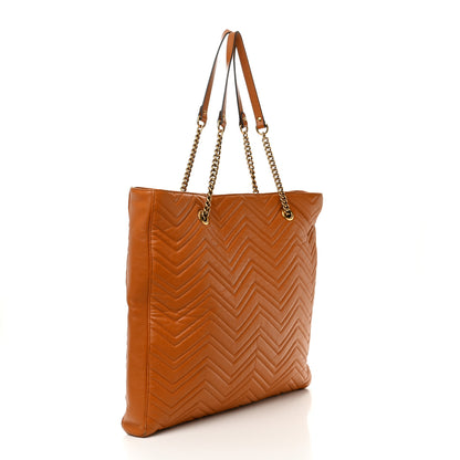 Gucci Azalea Calfskin Matelasse Large GG Marmont Slim Tote Cognac 3 of 13