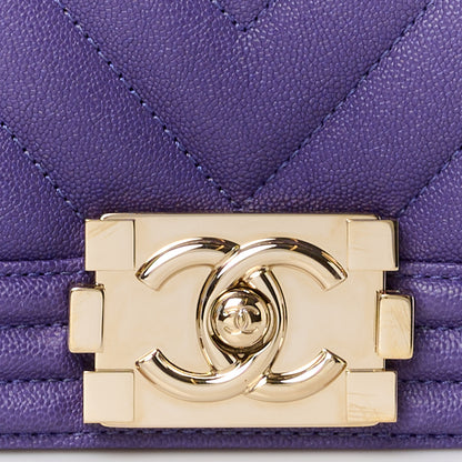 Chanel Caviar Chevron Quilted Small Boy Flap Purple 8 of 11
