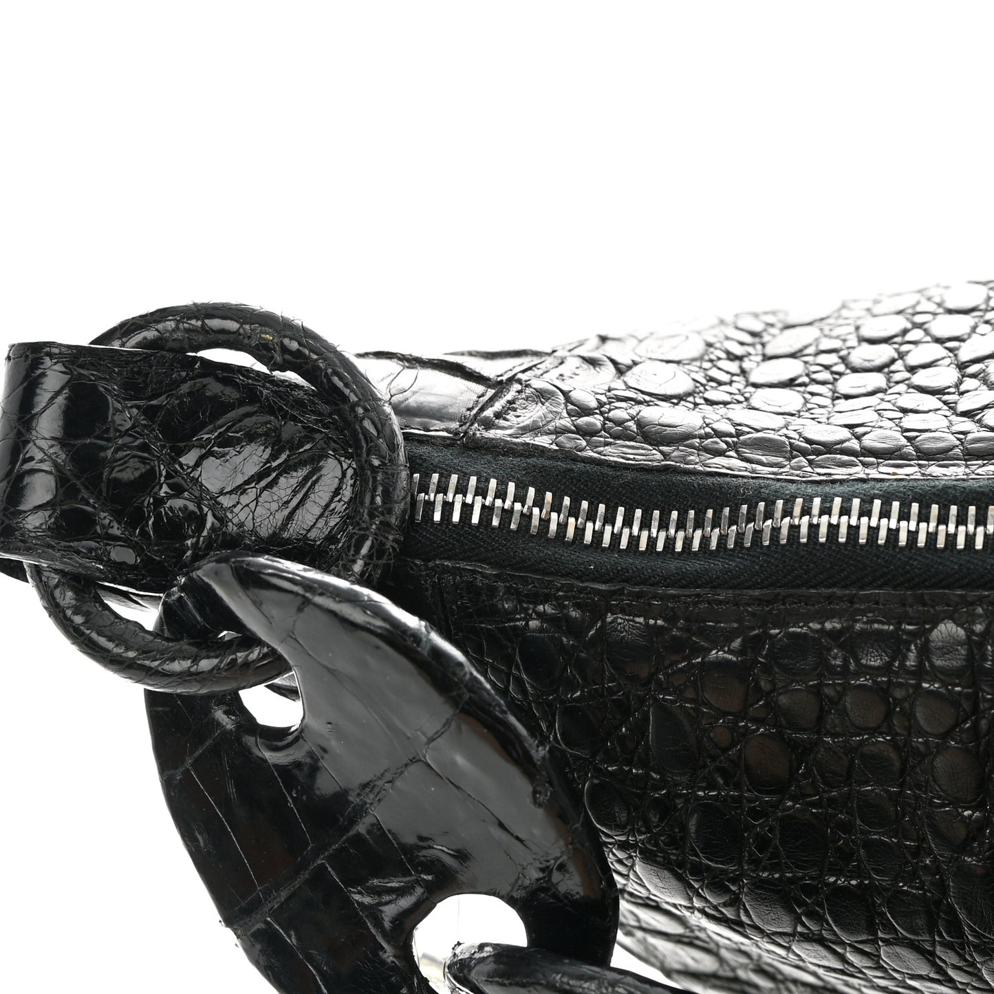 Crocodile Chain Hobo Black