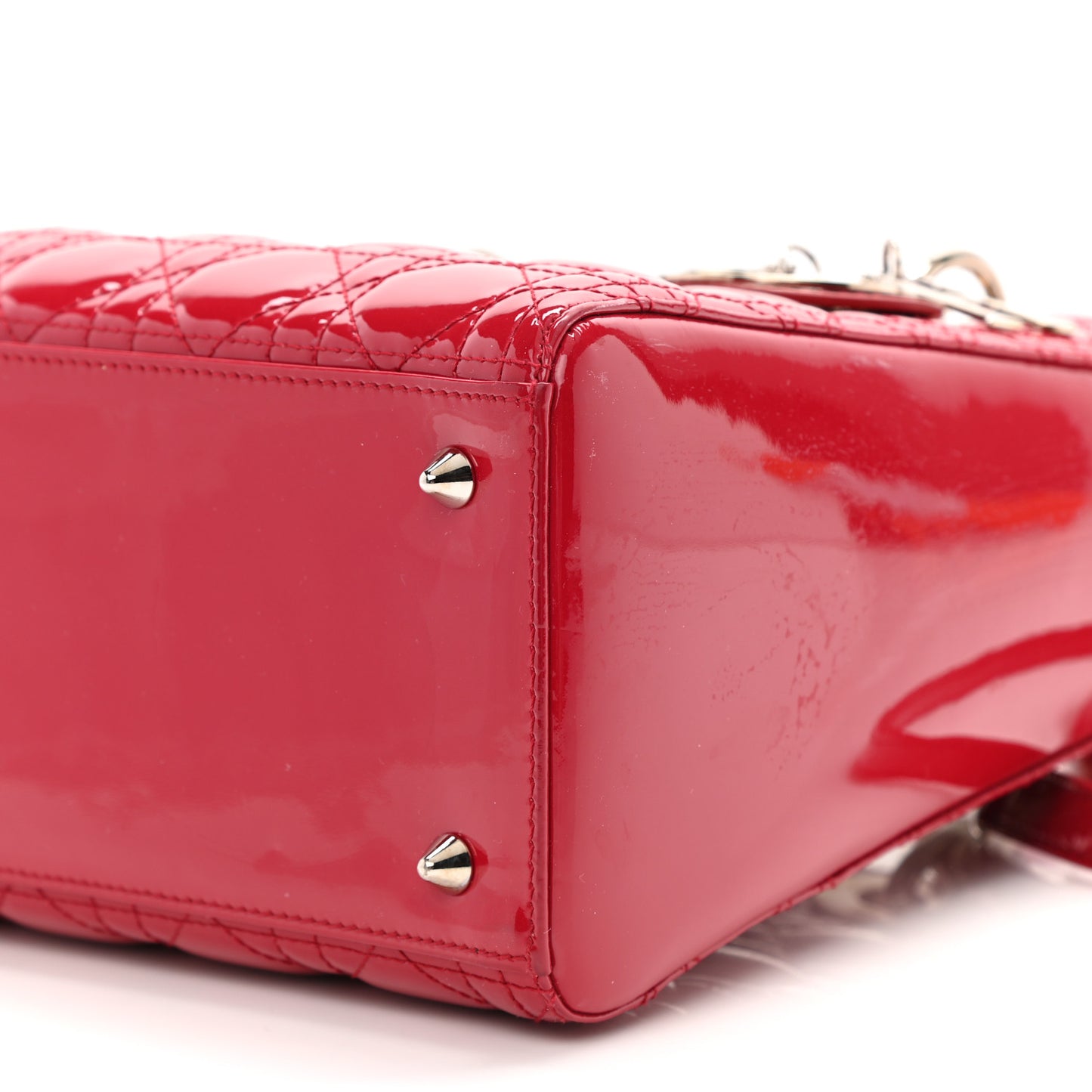 Patent Cannage Medium Lady Dior Red