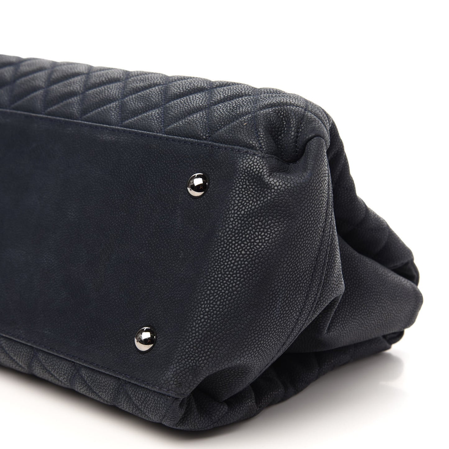 Iridescent Caviar Quilted Lady Pearly Tote Navy
