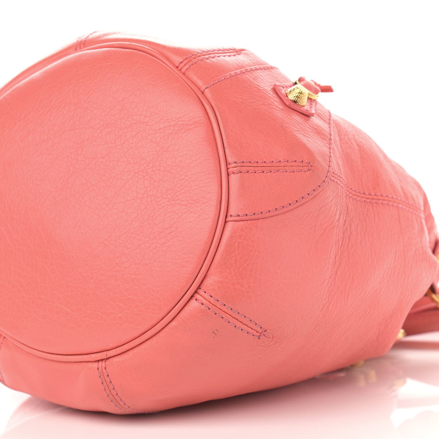 Agneau Giant 12 Gold Hardware Mini Pompon Rose Azalee