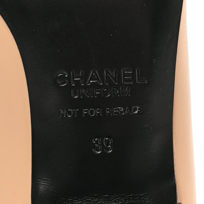 Chanel Lambskin Cap Toe CC Pumps 39 Beige Black 6 of 22
