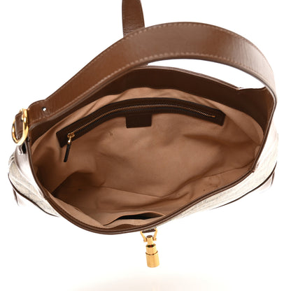 Gucci GG Supreme Monogram Azalea Calfskin Web Medium Jackie 1961 Hobo Beige Ebony Brown Sugar 5 of 10
