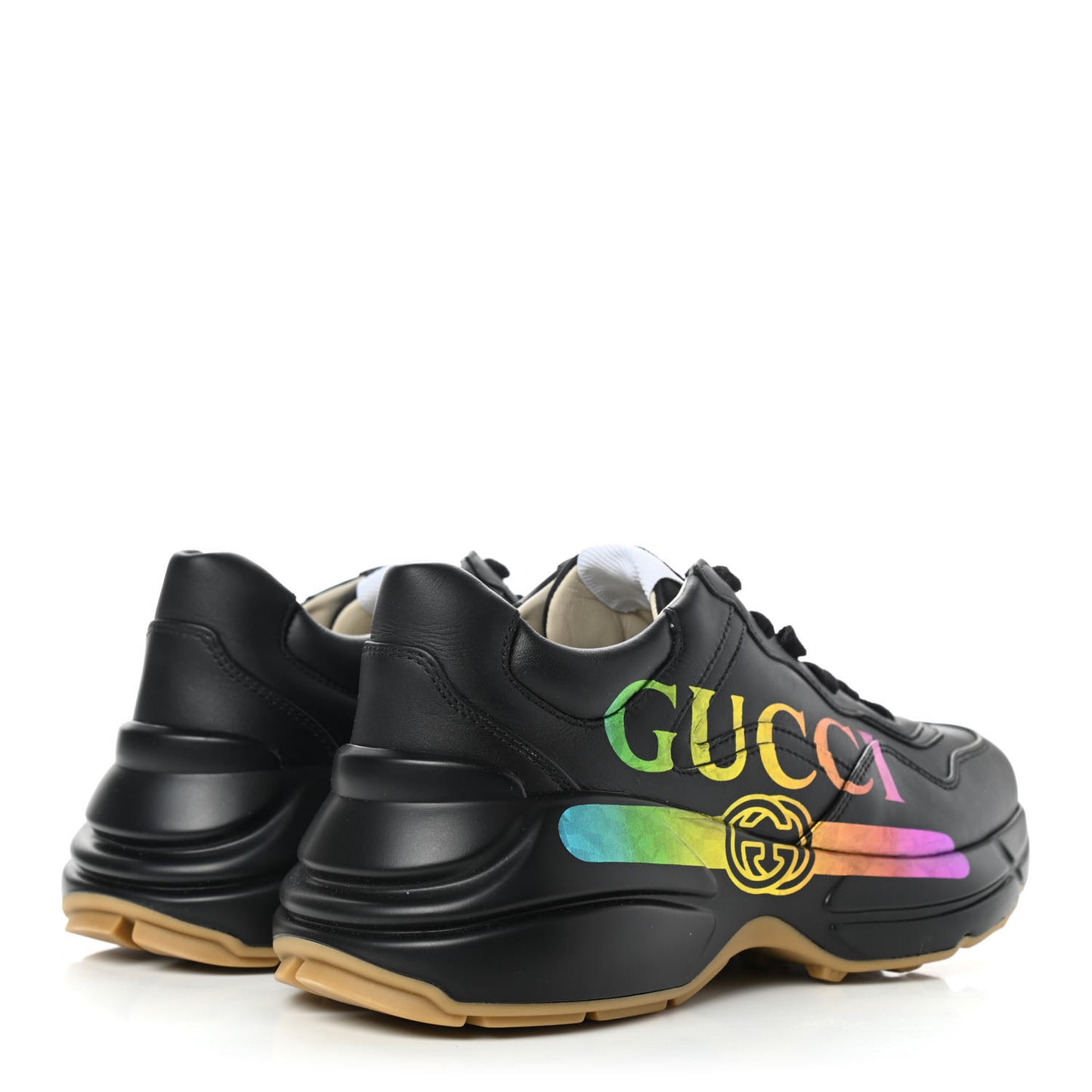 Calfskin Iridescent Logo Womens Rhyton Sneakers 36.5 Black