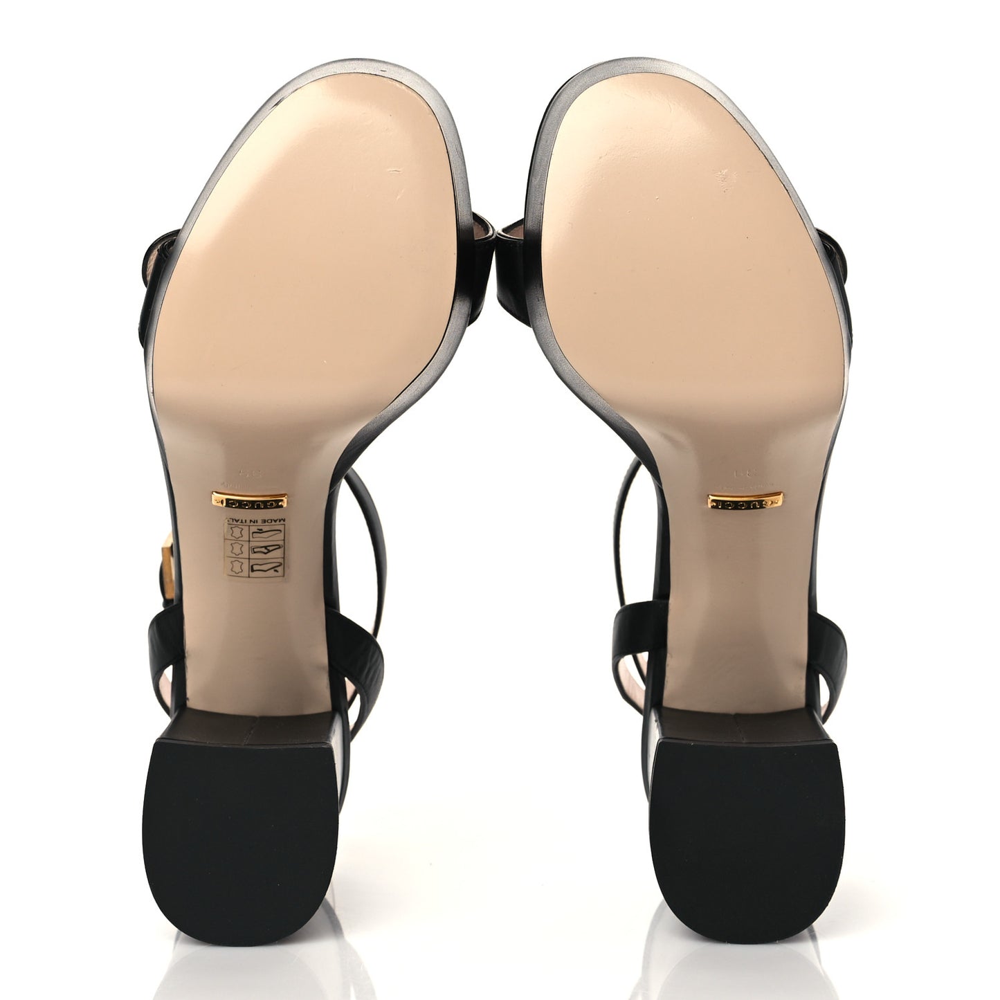 Calfskin GG Marmont Ankle Wrap 30/85mm Platform Sandals 39 Black