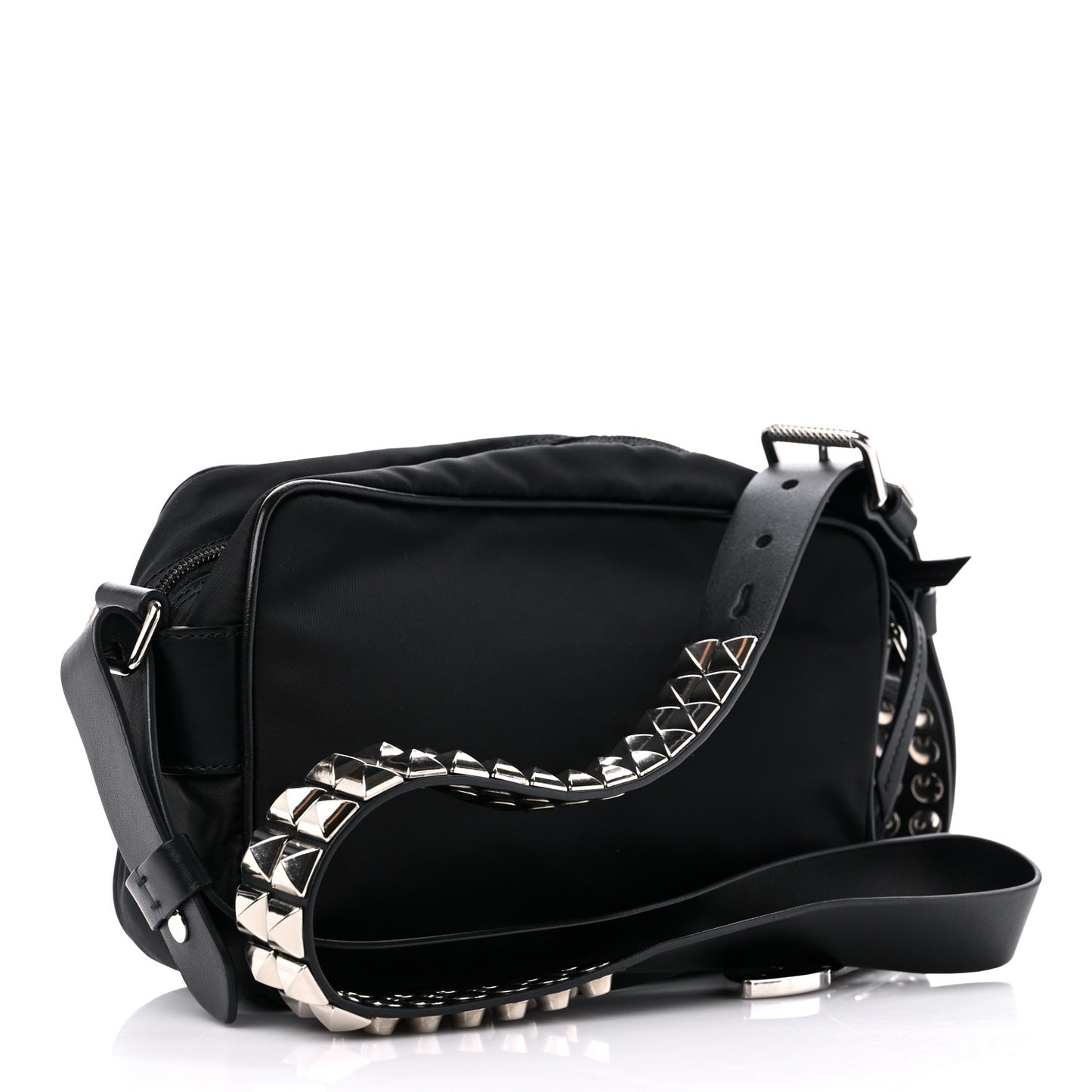 Tessuto Nylon Studded New Vela Shoulder Bag Black