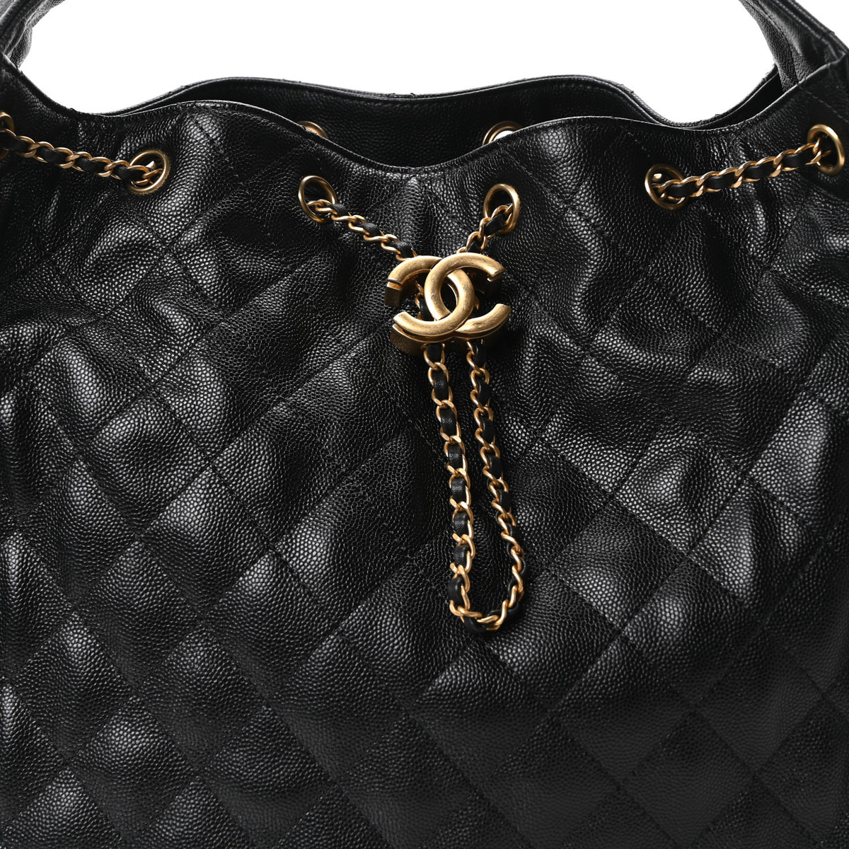 Caviar Quilted Medium Chanel 25 Handbag Black