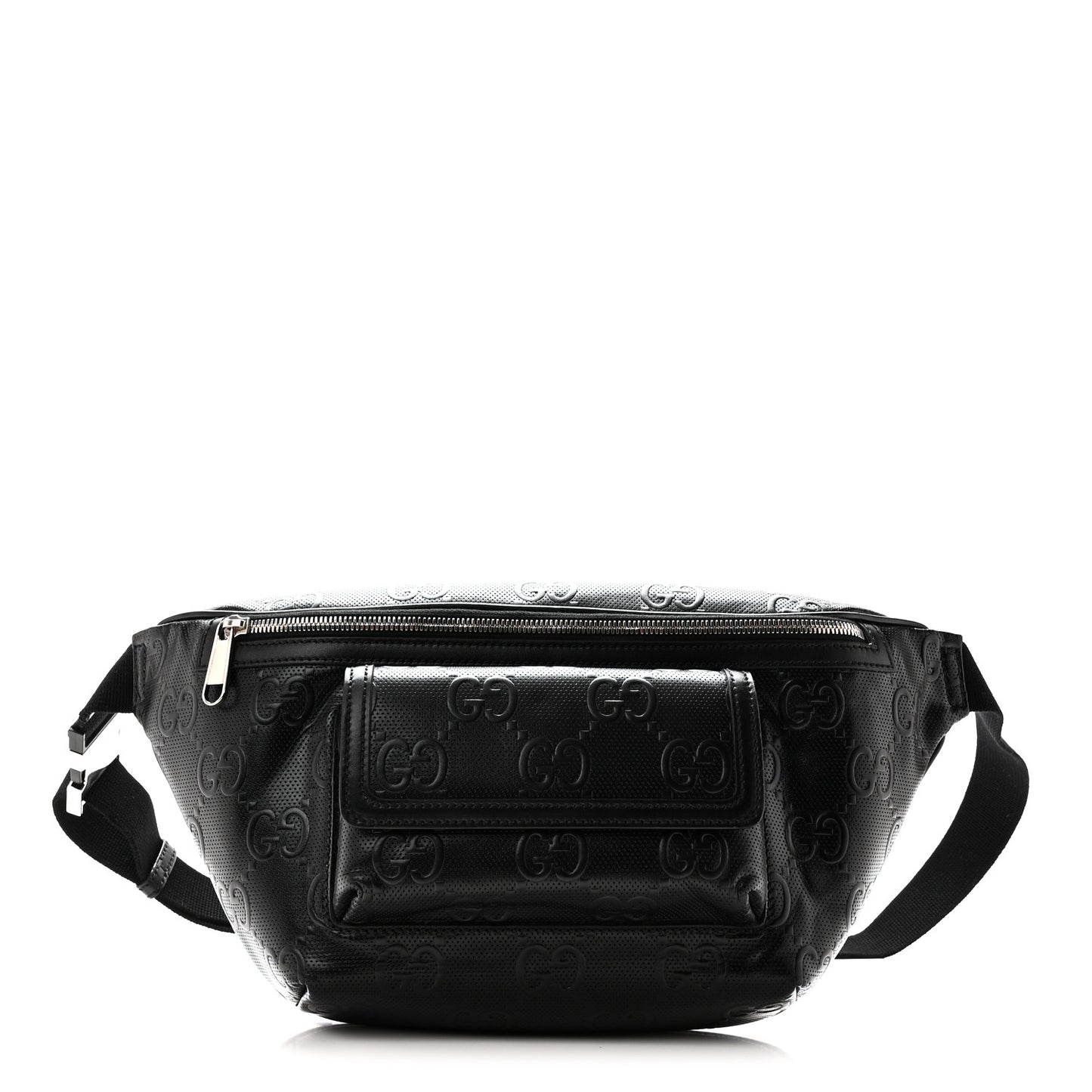 Calfskin GG Tennis Embossed Pocket Belt Bag Black