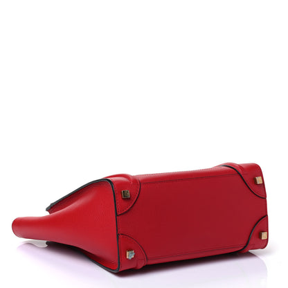 Celine Drummed Calfskin Micro Luggage Red 3 of 4