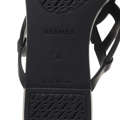 Hermes Rubber Womens Egerie Sandals 38 Black 6 of 8