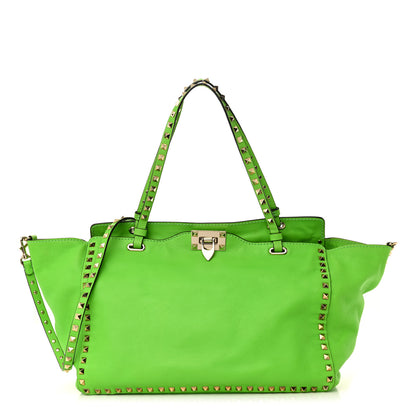 Valentino Garavani Vitello Medium Rockstud Tote Green Fluo 1 of 18