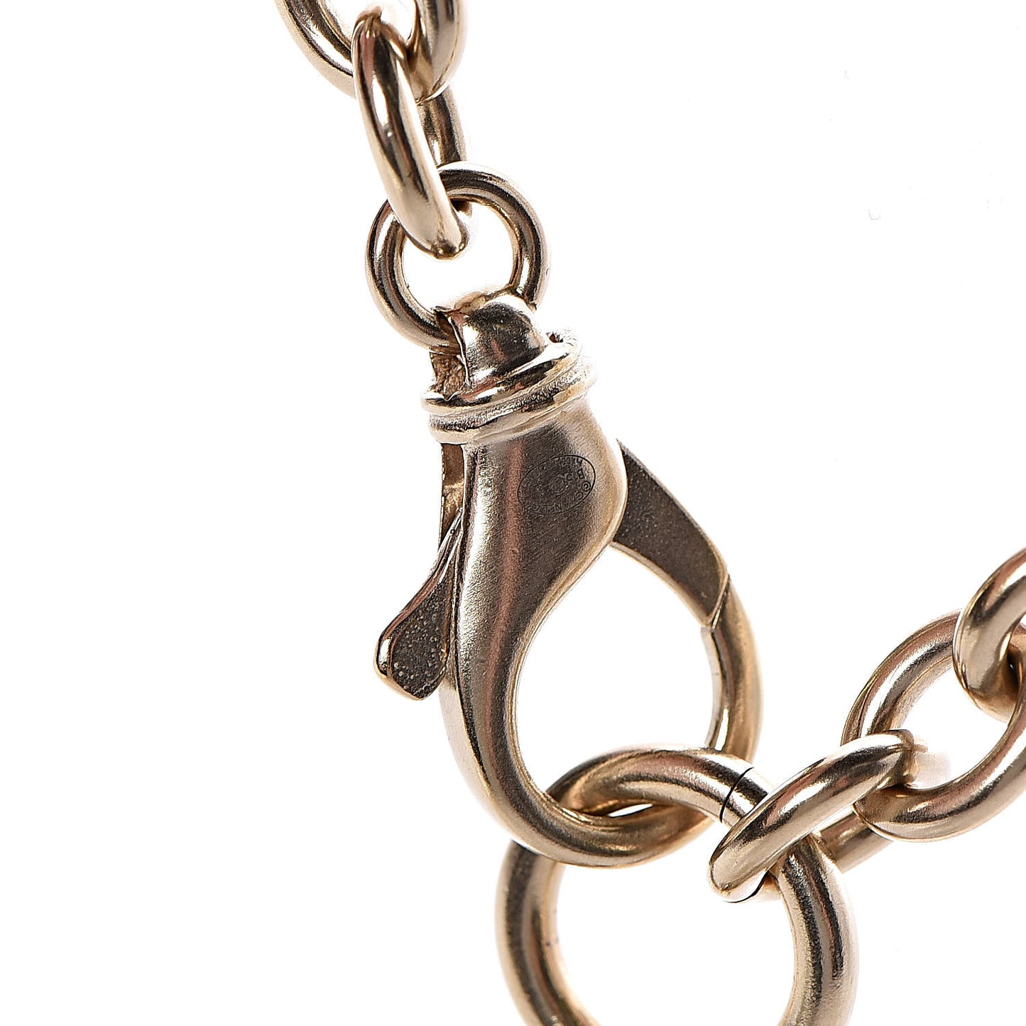 Quilted CC Pendant Chain Necklace Light Gold