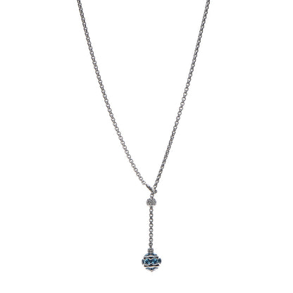 David Yurman Sterling Silver Diamond Blue Topaz Lariat Drop Necklace 1 of 5