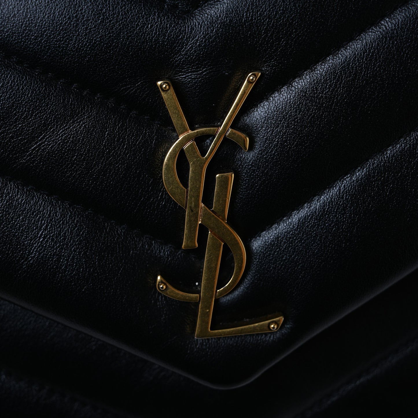 Calfskin Y Quilted Monogram Small Loulou Chain Satchel Black