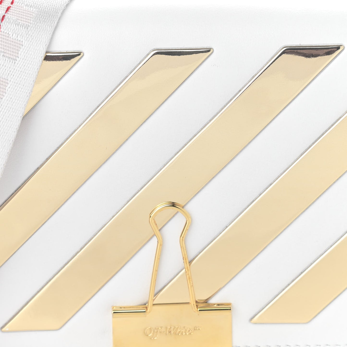 Calfskin Metallic Mini Binder Clip Crossbody White Gold