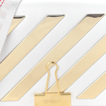Off-White Calfskin Metallic Mini Binder Clip Crossbody White Gold 8 of 10